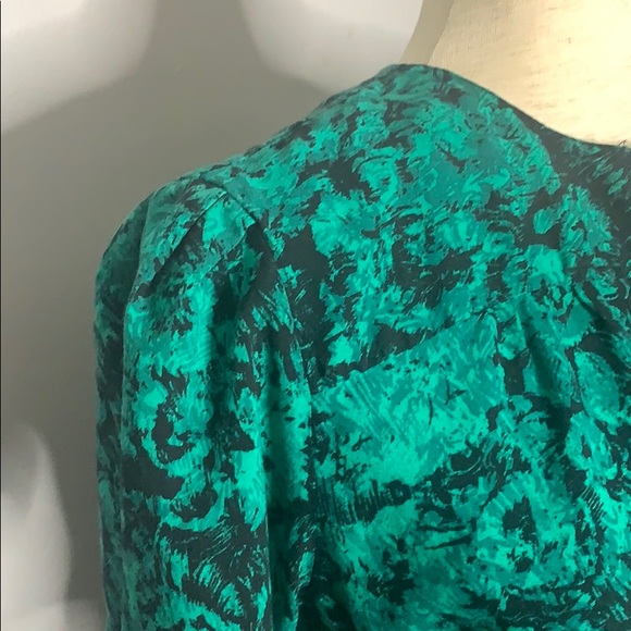 Vintage Green & Black Abstract  Blouson Dress 8 - Picture 4 of 12